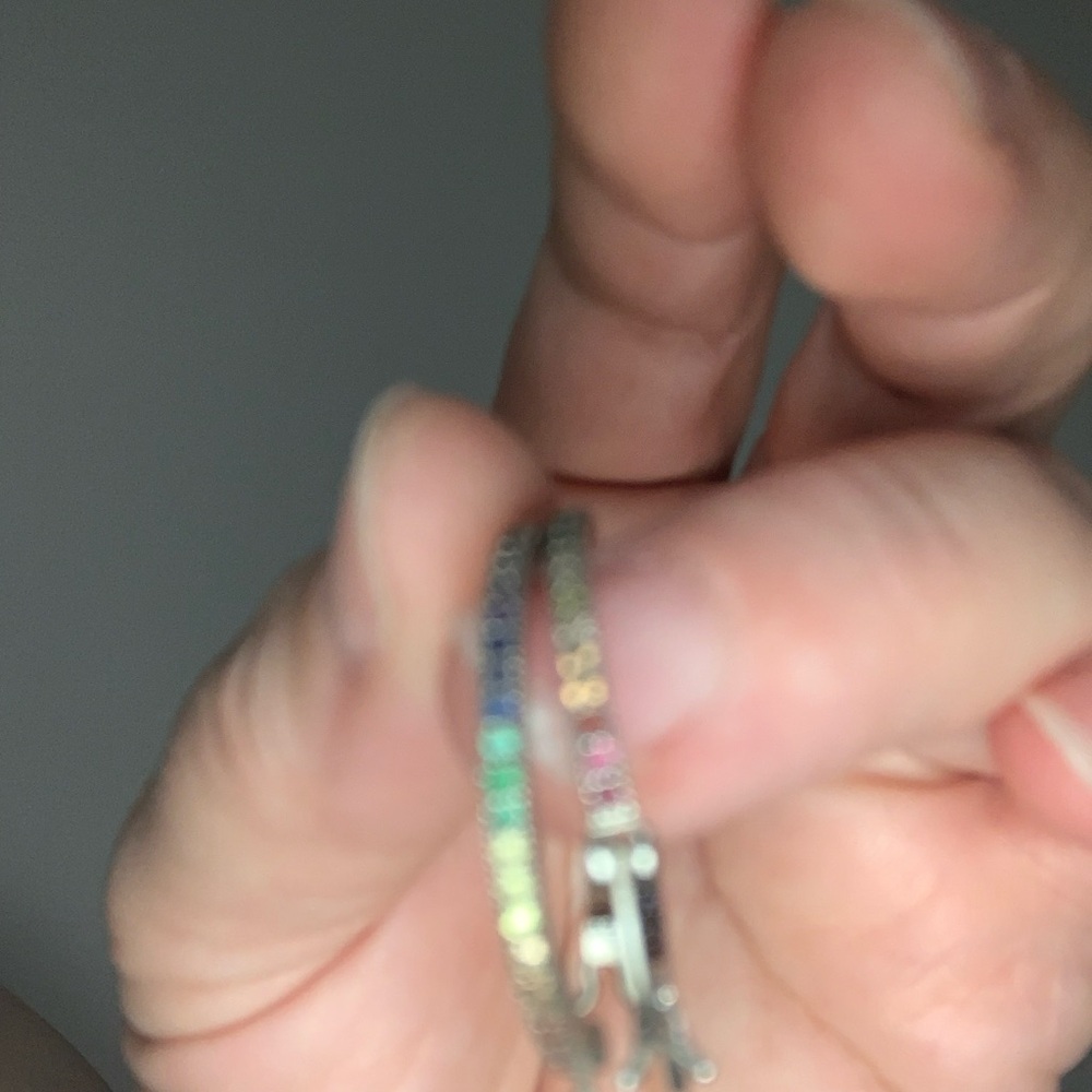 Multicolor crystal and silver hoops
